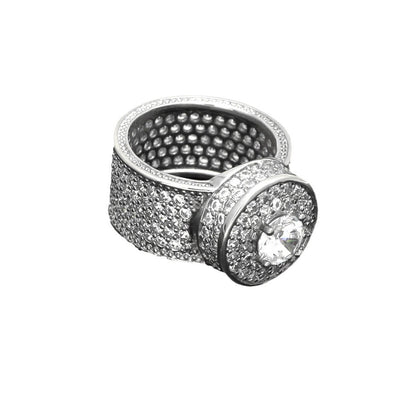 Men’s Round Cubic Zirconia Statement Ring in Gold or Silver Color