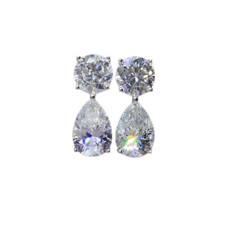 16 Carat D Color Moissanite Teardrop Drop Earrings in Silver product image