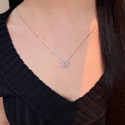 2 Carat Moissanite Pendant Necklace, S925 Silver Snake Chain Halo Pendant, Clear Green Blue