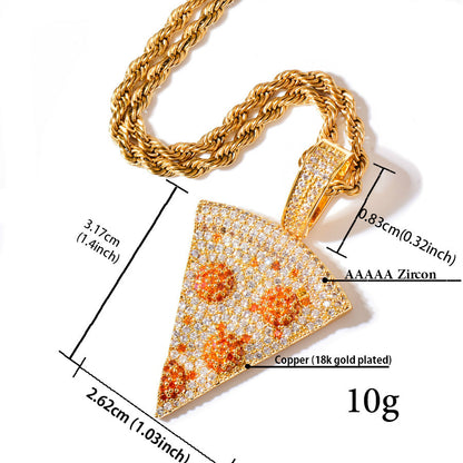 Iced Out Pizza Pendant Necklace