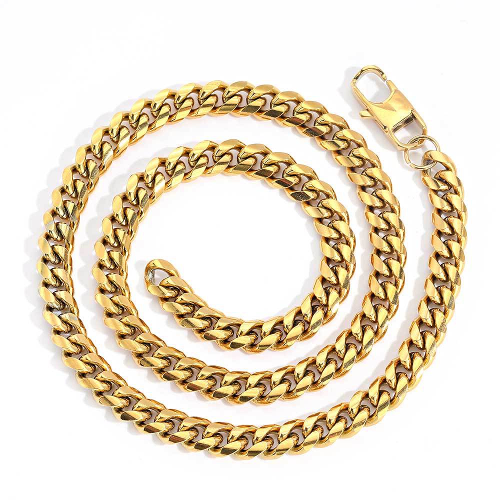 4-9 mm Polished Flat Cuban Hip Hop Necklace with Stainless steel Base - CHA062 product image