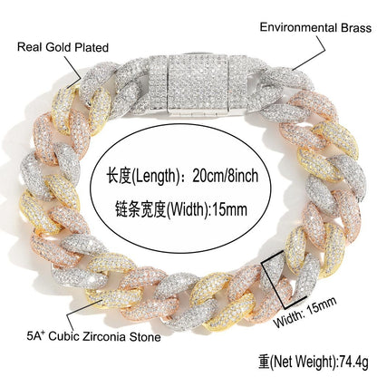 Hip Hop Cuban Link Bubble Cubic Zirconia Necklace for Men