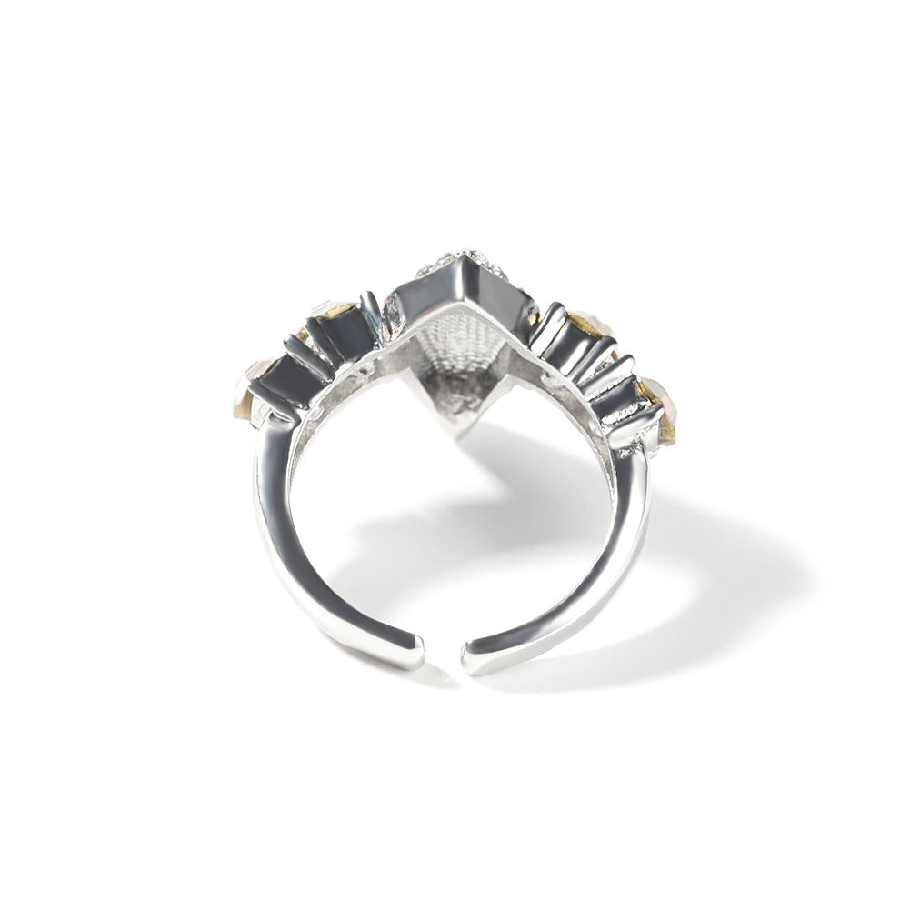 Men’s Adjustable Geometric Statement Ring with Cubic Zirconia Accent Stones product image