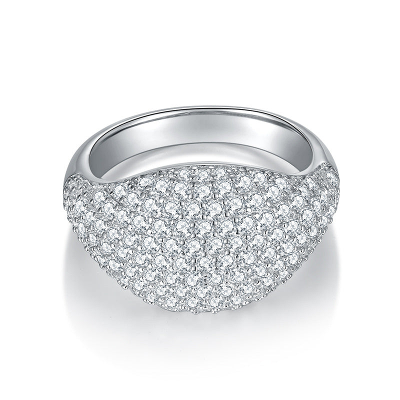 Moissanite Pavé Dome Ring, S925 Silver, 18K Gold Plated Unisex Fashion Ring product image