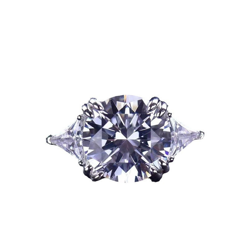 VVS Moissanite Ring for Women, 2 Carat Round Three-Stone Engagement Ring, 5 Carat Option product image