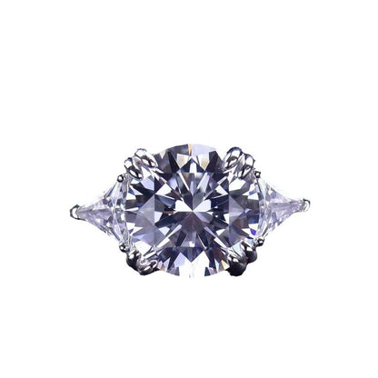 VVS Moissanite Ring for Women, 2 Carat Round Three-Stone Engagement Ring, 5 Carat Option
