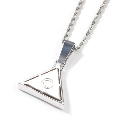 Iced Triangle Eye Pendant Necklace for Women - Cubic Zirconia Statement Chain in Gold or Silver