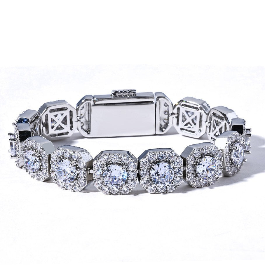 10-12 mm Square Halo CZ Link Copper Bracelet - CHA091 product image