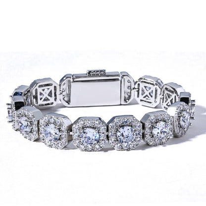 10-12 mm Square Halo CZ Link Copper Bracelet - CHA091