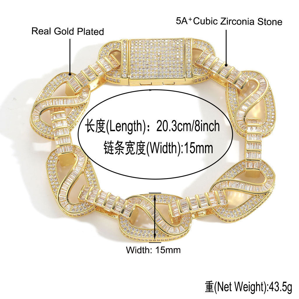 Hip Hop Light Luxury Fashion Copper Bracelet for Men