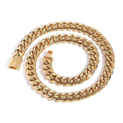 8-14 mm Rounded Polished Cuban Stainless steel Necklace or Bracelet - CHA016