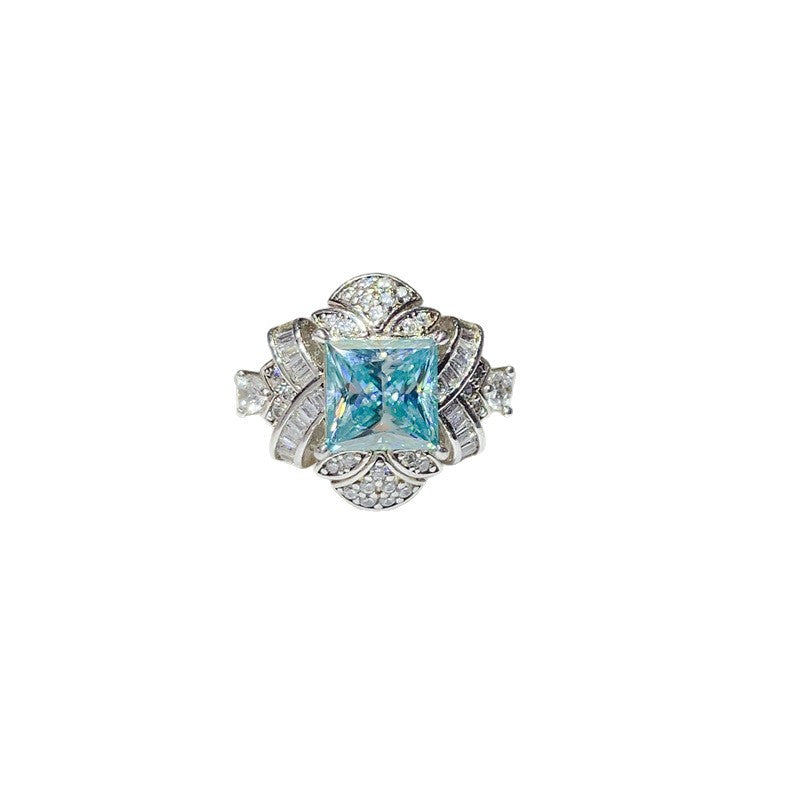 2 Carat Princess Cut Moissanite Ring for Women, VVS1 Statement Engagement Ring with White or Green Center Stone product image
