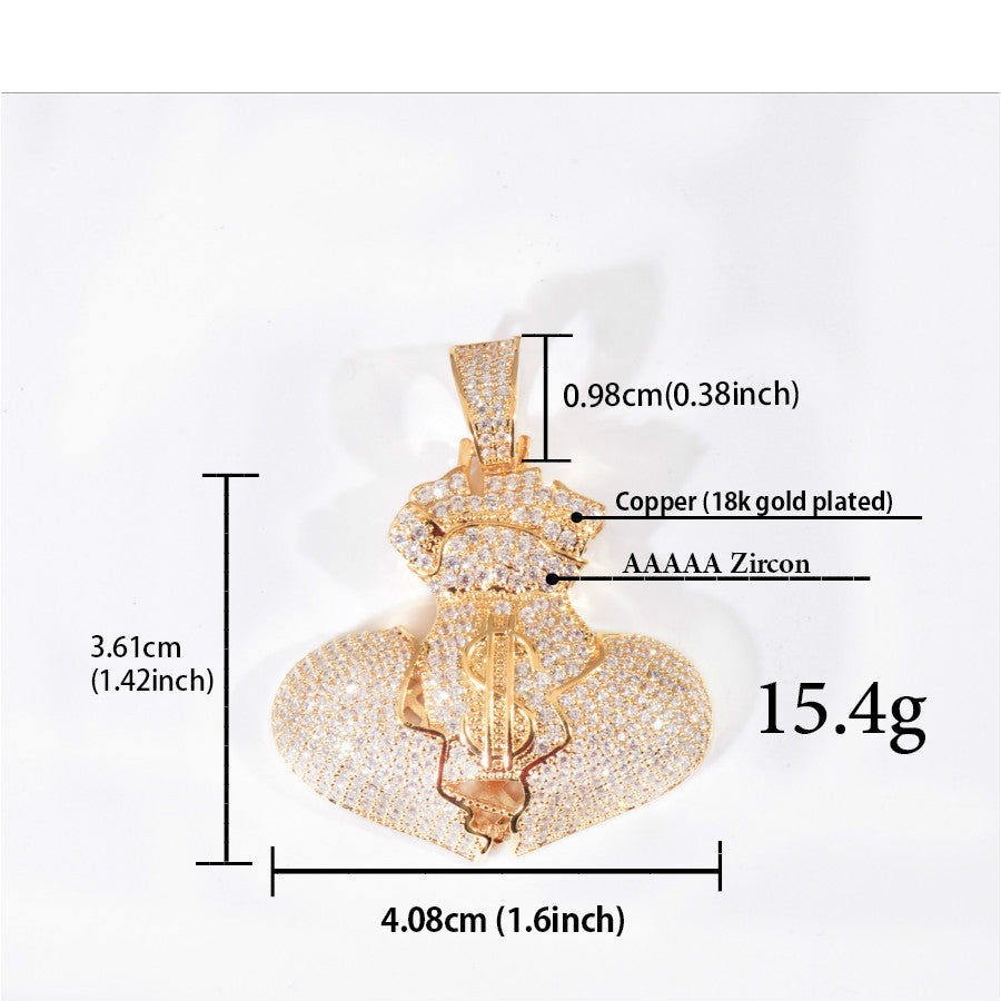 Iced Out Money Heart Pendant for Unisex product image