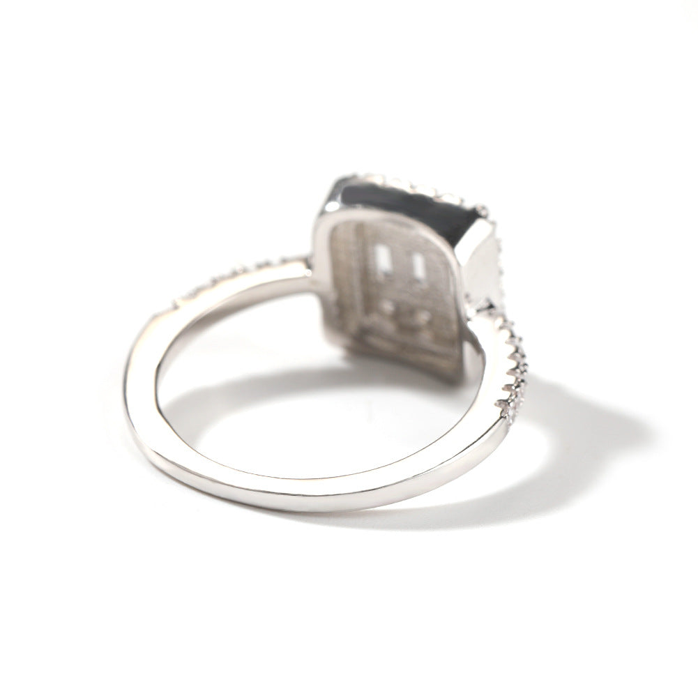 Unisex Square Cubic Zirconia Statement Ring in Gold or Silver Color