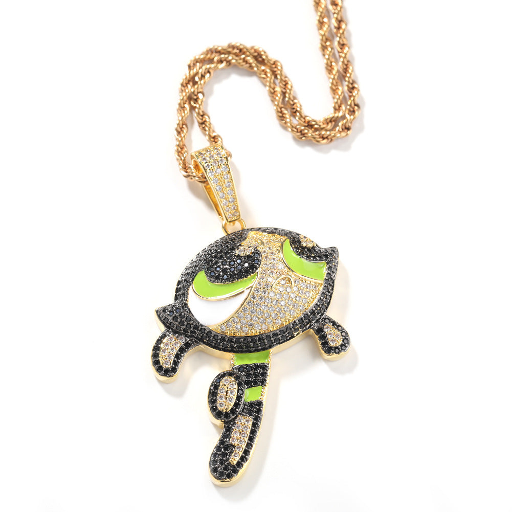 Cute Cartoon Cubic Zirconia Pendant Necklace for Women with 24 Inch Twist Chain