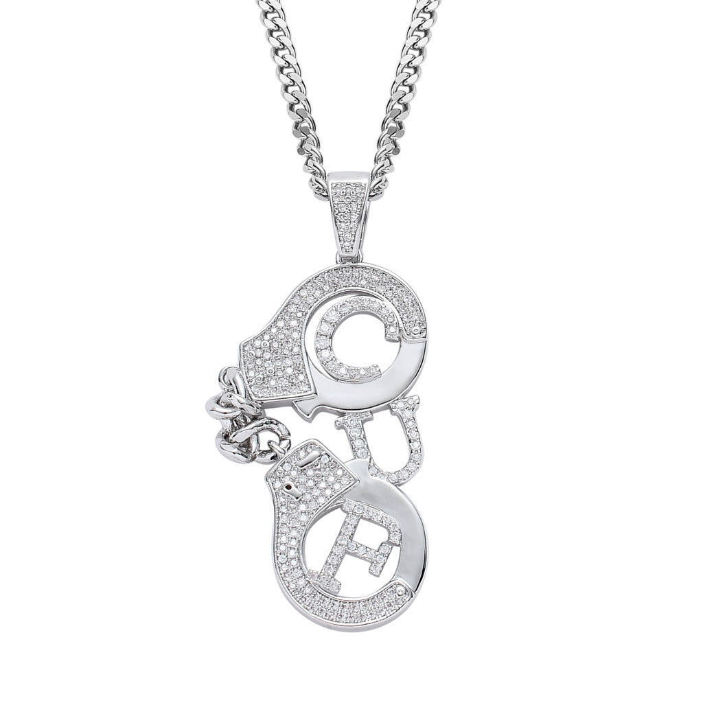 Hip Hop Evil Eye Geometric Copper Pendant Necklace for Men and Women