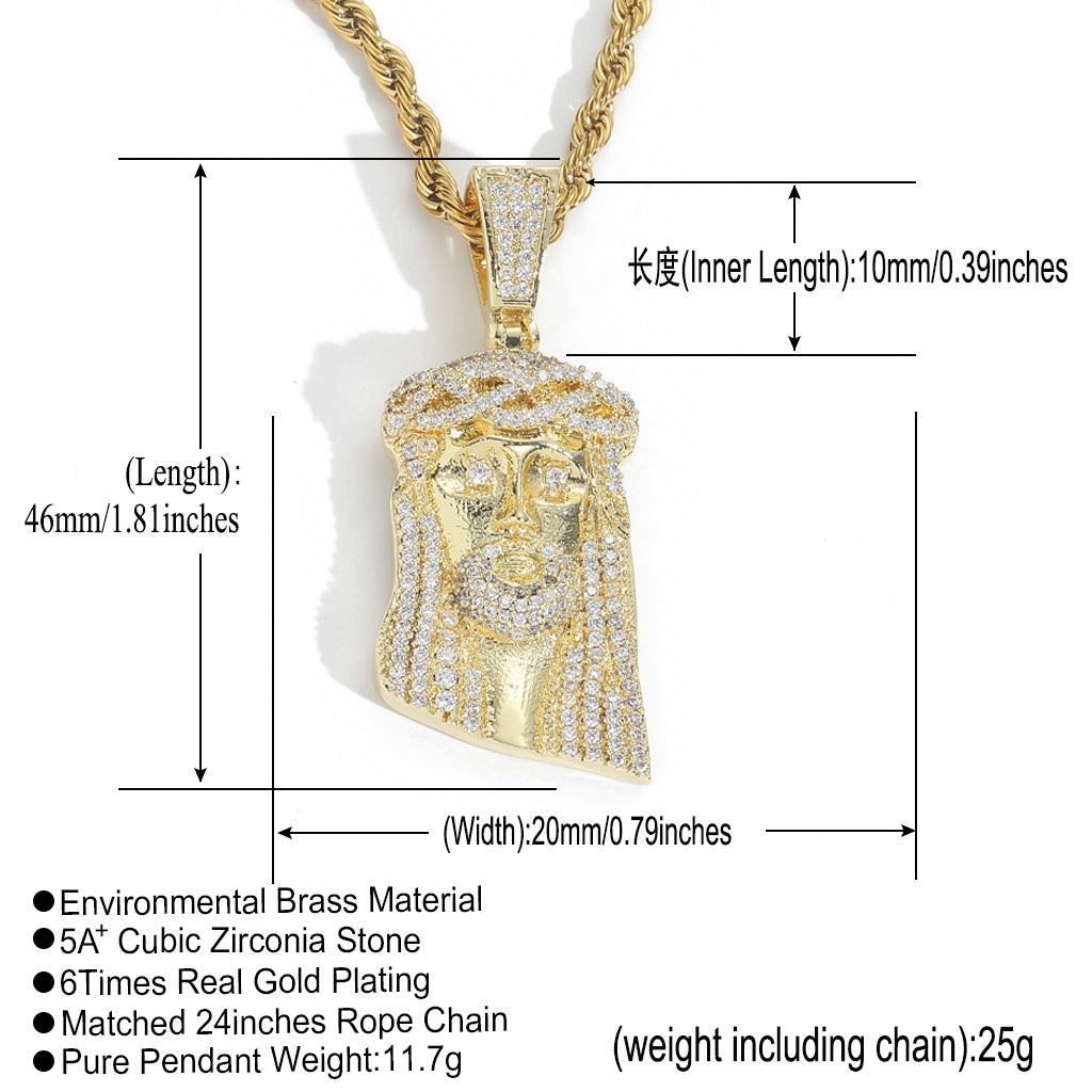 Hip Hop Vintage Fashion Cubic Zirconia Pendant Necklace for Men and Women