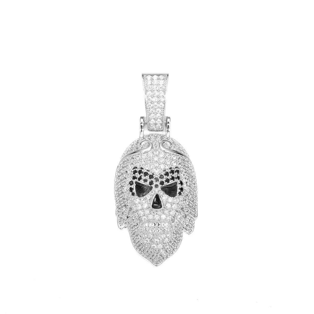 Iced Out Skull Pendant Necklace for Men Women, Hip Hop Copper Jewelry with Cubic Zirconia Rope Chain product image