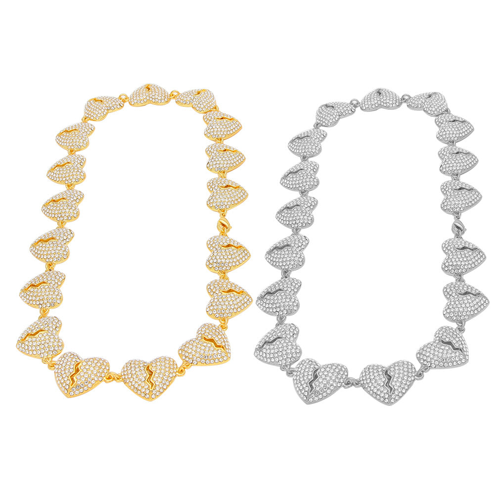Iced Heart Chain Necklace for Women & Men – Gold or Silver Plated Statement Pendant Chain product image