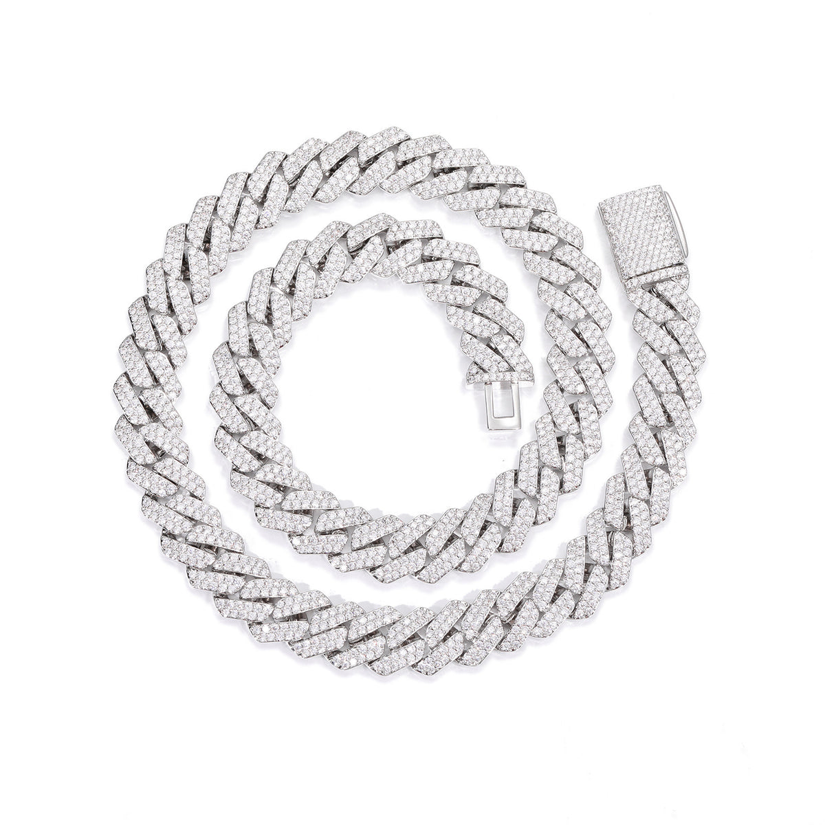 12mm Iced Out Double Row Cuban Link Chain Necklace or Bracelet in Moissanite Look product image
