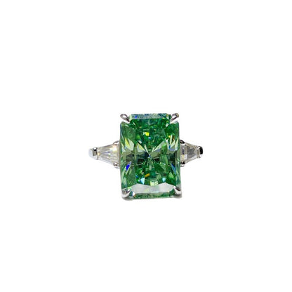 Mint Green Radiant Cut Moissanite Ring for Women, 5 Carat or 10 Carat Engagement Style Ring