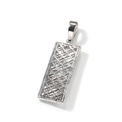 Men’s Iced Money Bar Pendant Necklace with Cubic Zirconia Stones, 24 Inch 3mm Rope Chain, Gold or Silver Tone