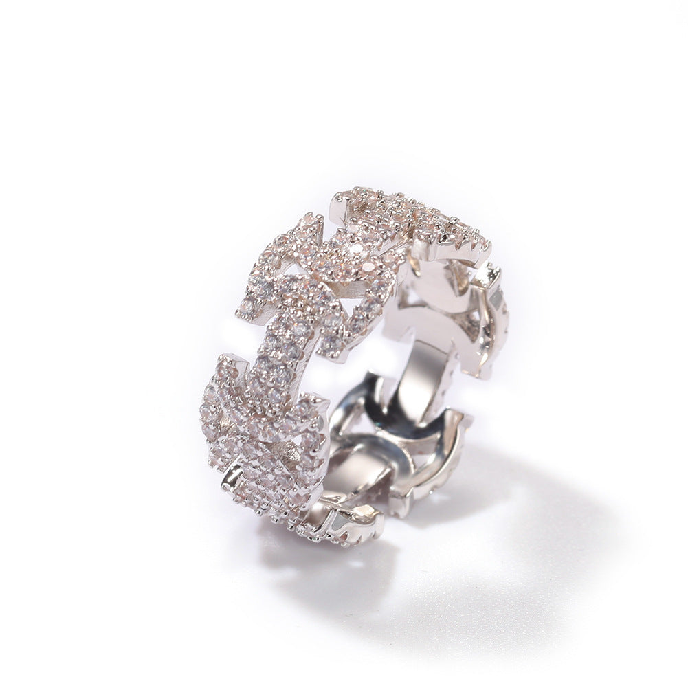 Men’s I-Shaped Cubic Zirconia Statement Ring in Gold or Silver Color
