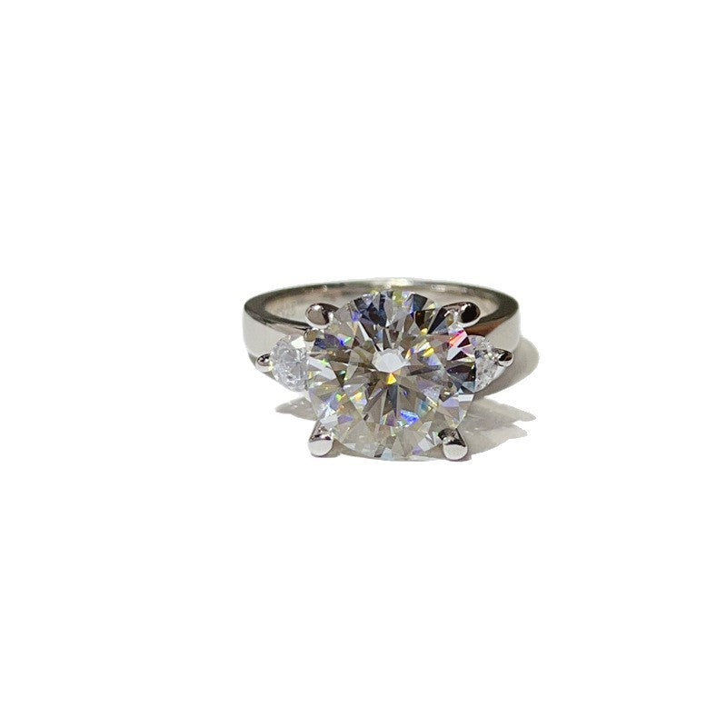 5 Carat Three Stone Moissanite Ring for Women, Colorful Geometric Engagement Ring product image