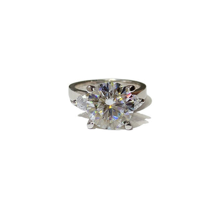 5 Carat Three Stone Moissanite Ring for Women, Colorful Geometric Engagement Ring