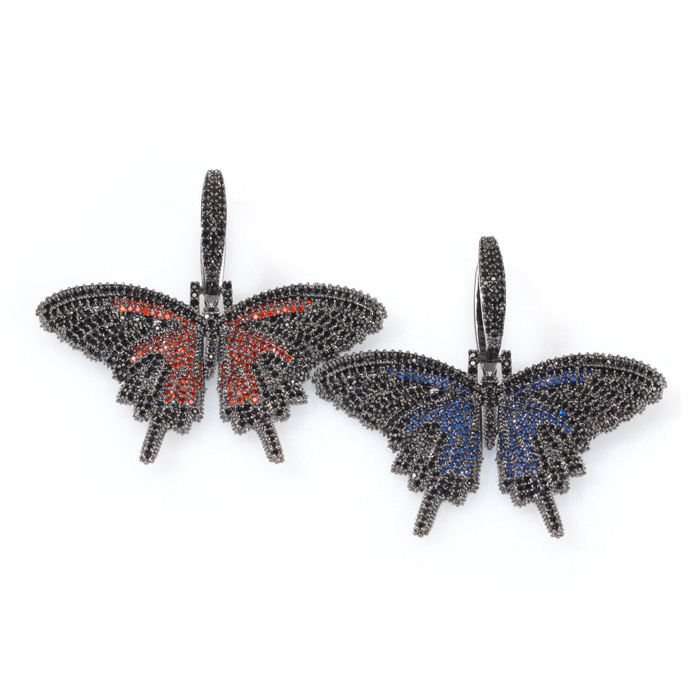 Black Butterfly Pendant Necklace with Cubic Zirconia for Women – Trendy Statement Chain in Red Black, Blue Black or Green Black product image
