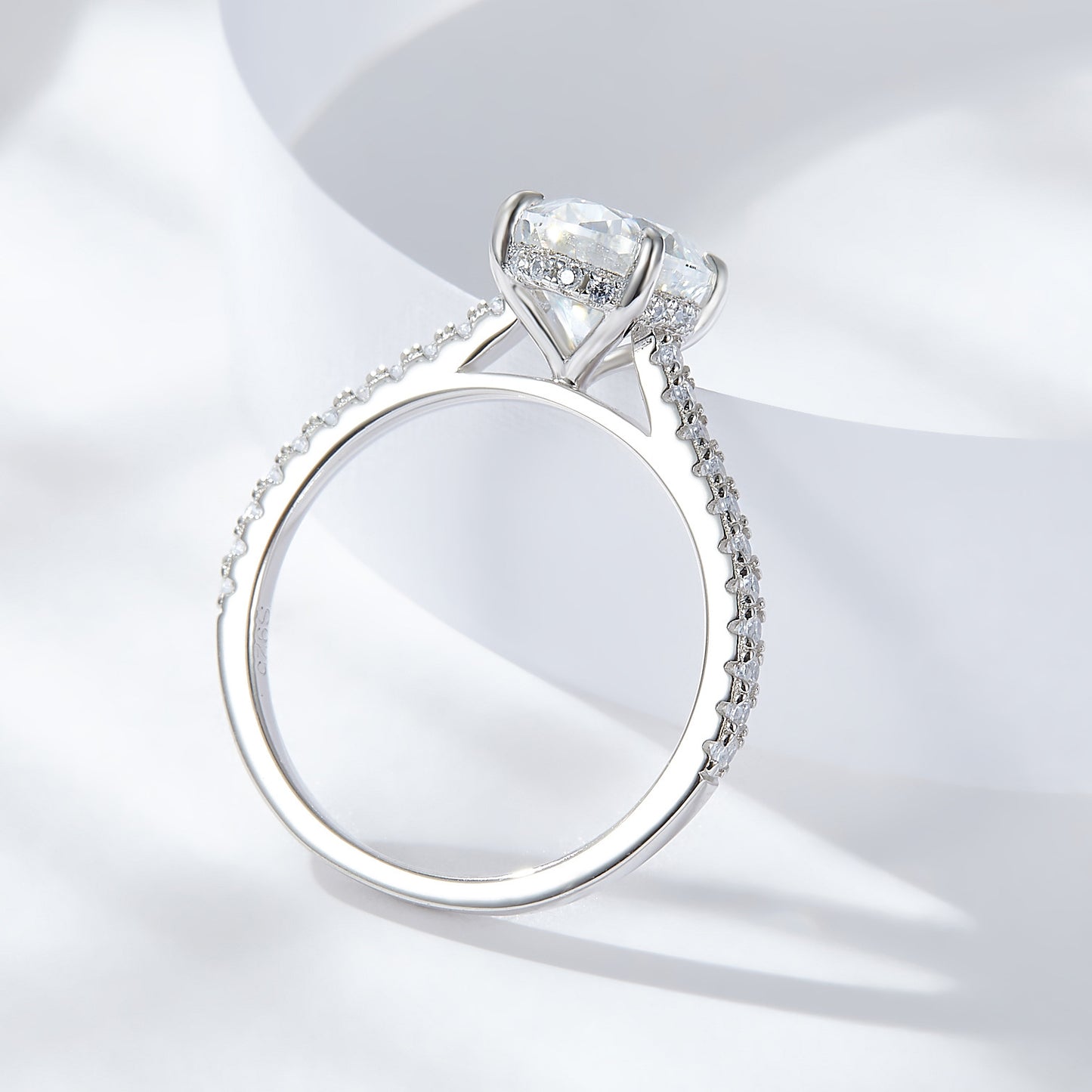 2 Carat Oval Moissanite Ring in 925 Silver, Pav�� Engagement Style product image