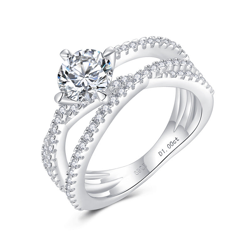 Moissanite Ring for Women, 18K Gold Plated 925 Sterling Silver Halo-Inspired Promise Engagement Ring product image