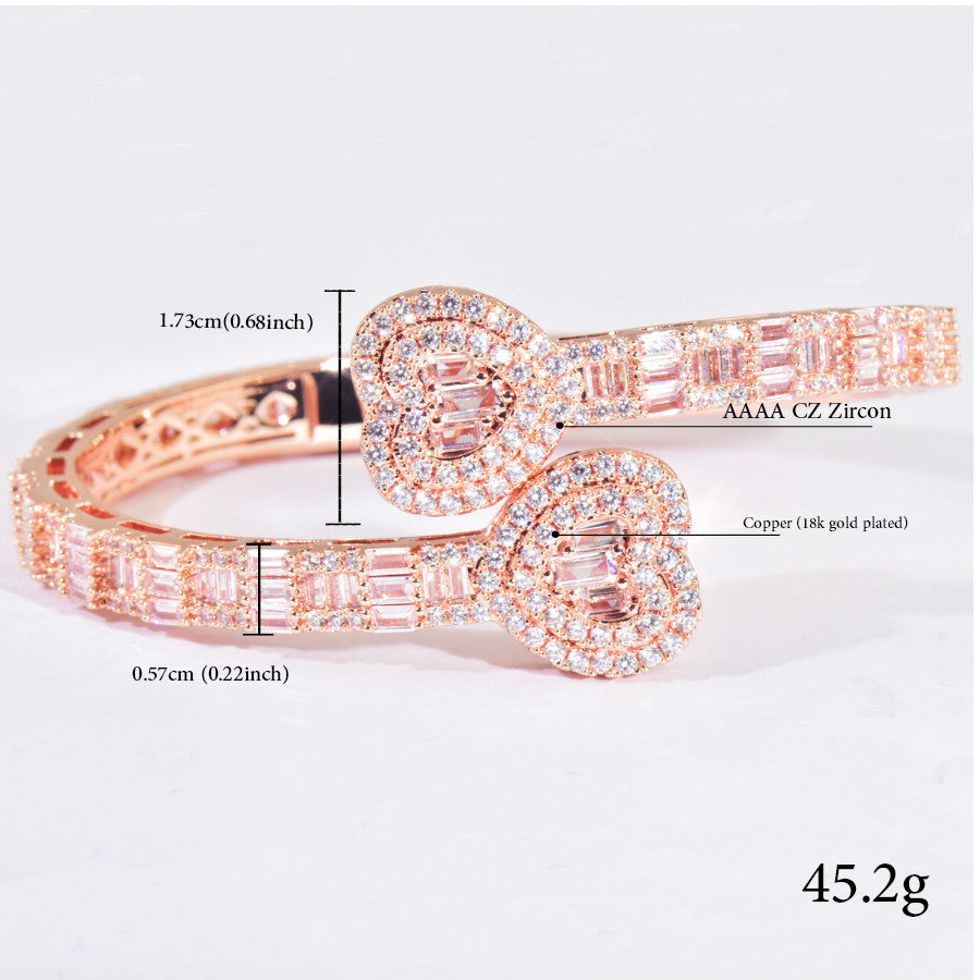 Unisex Iced Out Heart Statement Bracelet