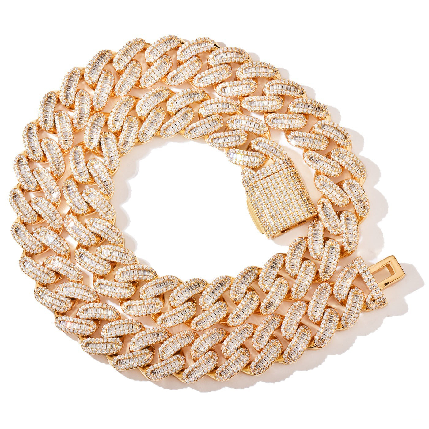 Iced Out Oval Link Cuban Chain Necklace Bracelet Set for Men product image