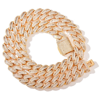 Iced Out Oval Link Cuban Chain Necklace Bracelet Set for Men