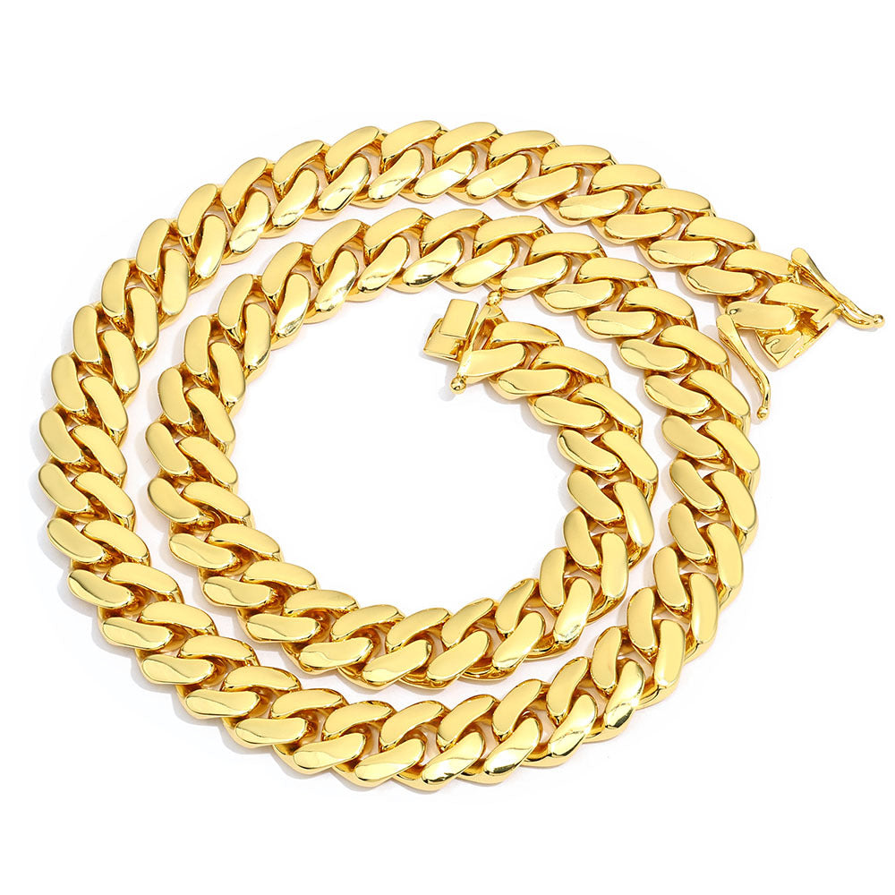 8-22 mm Polished Flat Cuban Hip Hop Necklace with Silver Base - CHA268 product image