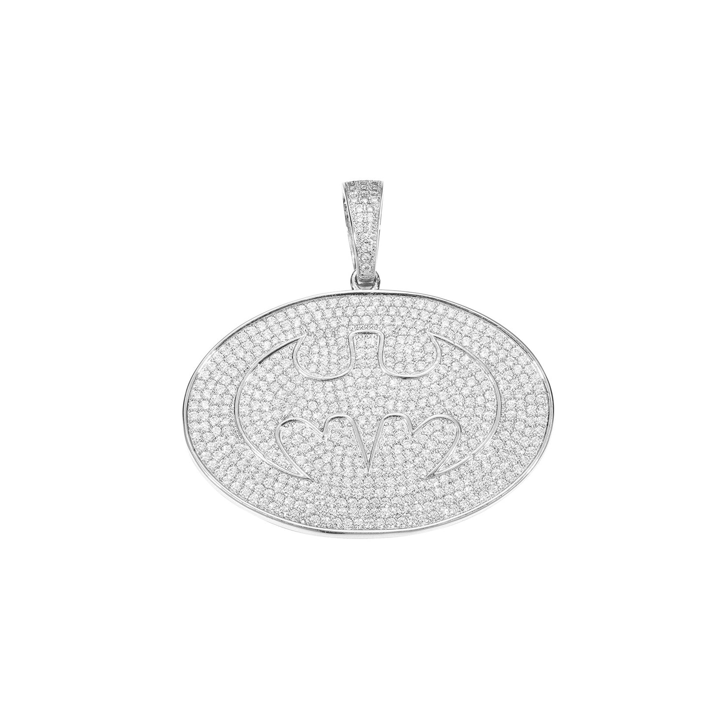 Iced Out Oval Superhero Pendant Necklace for Men Women, Copper Cubic Zirconia Hip Hop Rope Chain product image