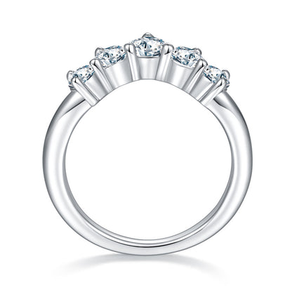 Moissanite V-Shape Cluster Ring, 925 Silver, 18K Gold Plated