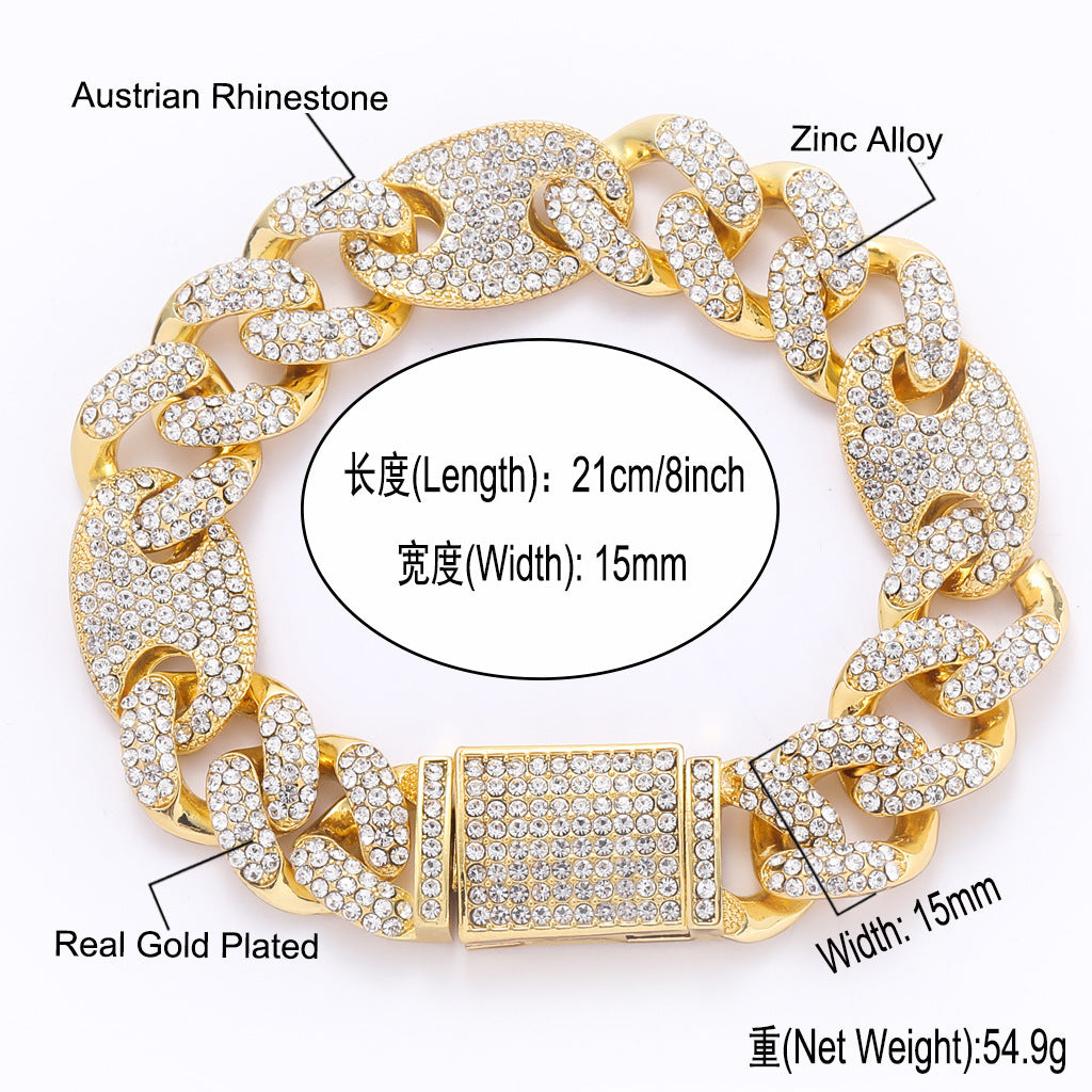 Hip Hop Cuban Link Alloy Bracelet for Men