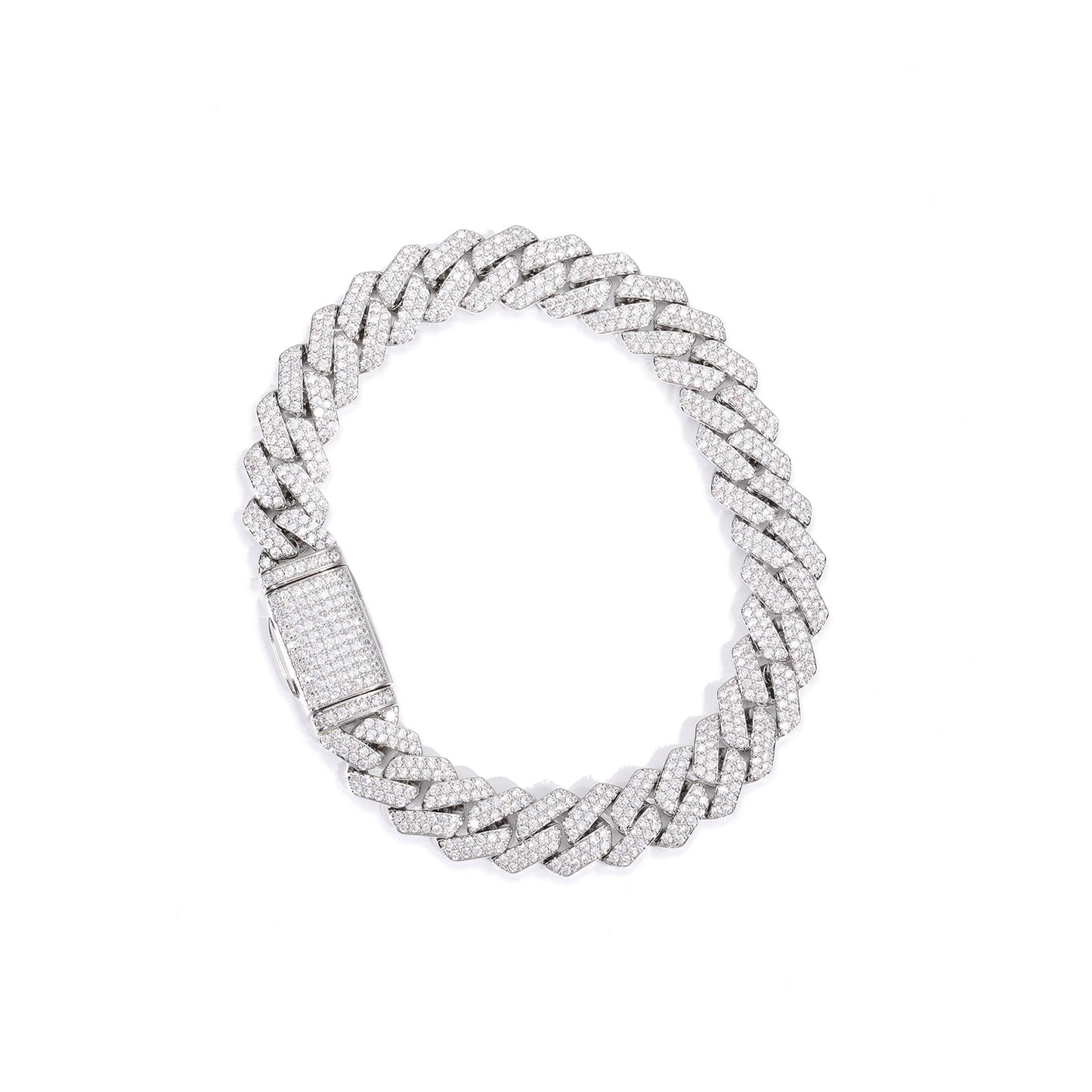 Iced Out Cuban Link Bracelet 10MM Unisex Copper Cubic Zirconia Hip Hop Chain Bracelet product image