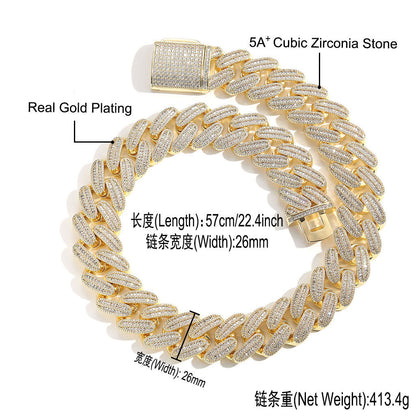 Hip Hop Light Luxury Cuban Link Cubic Zirconia Necklace for Men