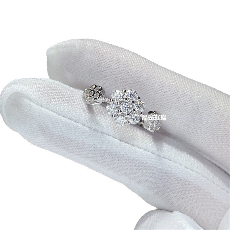 Moissanite Cluster Ring for Women, U-Shaped Pavé Stackable Band product image