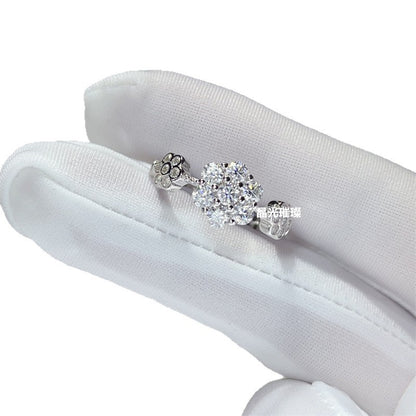 Moissanite Cluster Ring for Women, U-Shaped Pavé Stackable Band