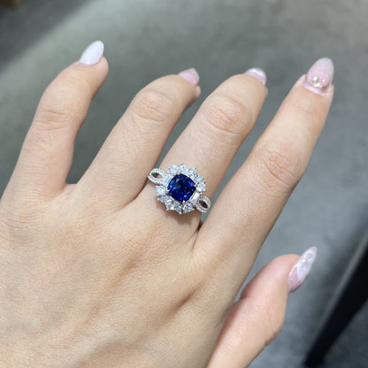 Royal Blue Sapphire-Style Jewelry Set | Ring, Necklace & Earrings