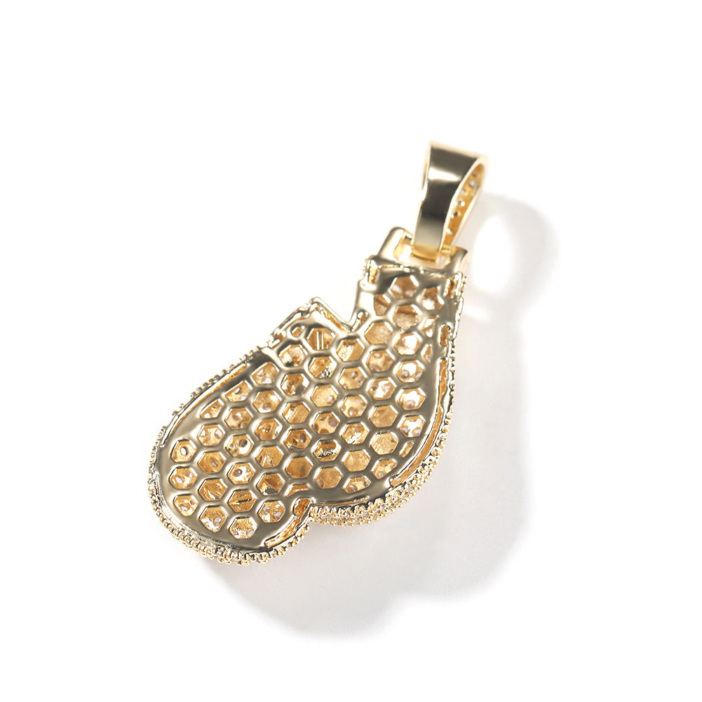 Iced Boxing Glove Pendant Necklace with Cubic Zirconia Rope Chain for Women & Men product image