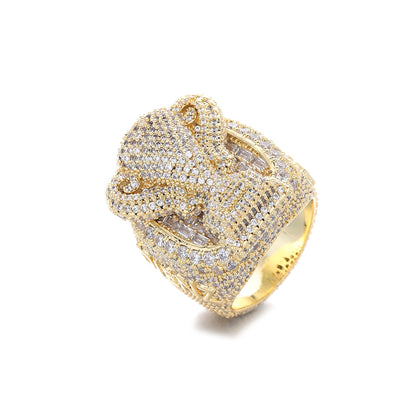 Iced Out Trophy Shape Ring, Hip Hop Cubic Zirconia Statement Ring, Unisex Streetwear Jewelry, Sizes 7-10