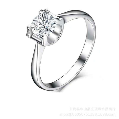 Moissanite Solitaire Ring Polished Four-Prong Statement Engagement Style Ring