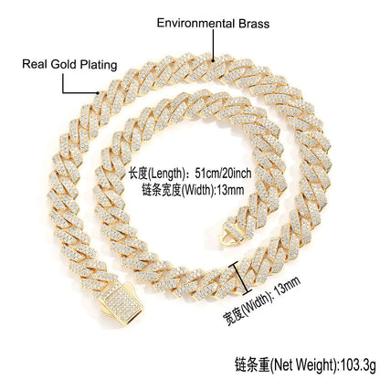 Hip Hop Diamond Shape Cuban Link Cubic Zirconia Bracelet for Men