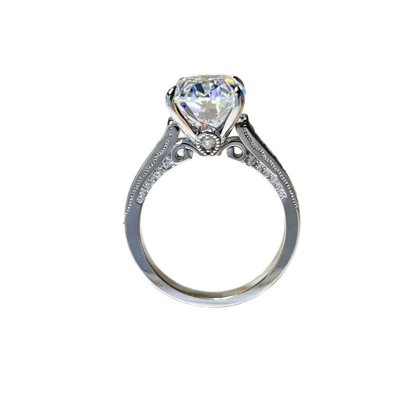8 Carat Oval Moissanite Ring for Women, Geometric Halo Style Engagement Ring, Color Stone Statement Ring product image