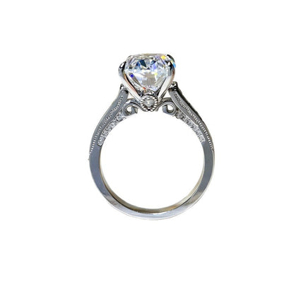 8 Carat Oval Moissanite Ring for Women, Geometric Halo Style Engagement Ring, Color Stone Statement Ring